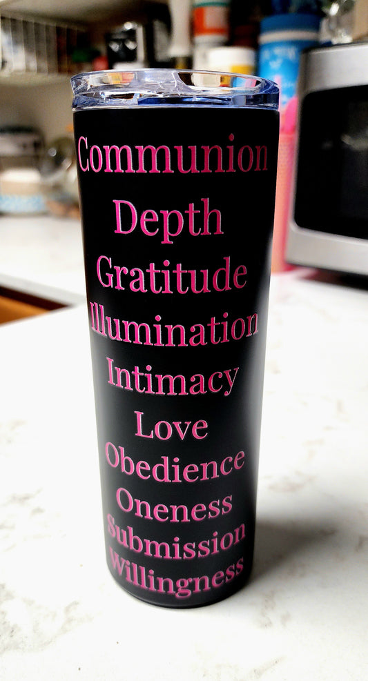 Worship inspirational stainless steel tumbler - Pink Print