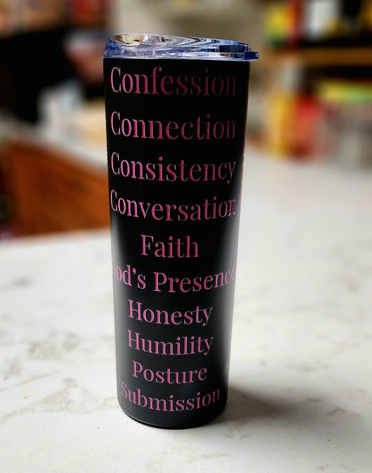 Prayer inspirational stainless steel tumbler - Pink Print