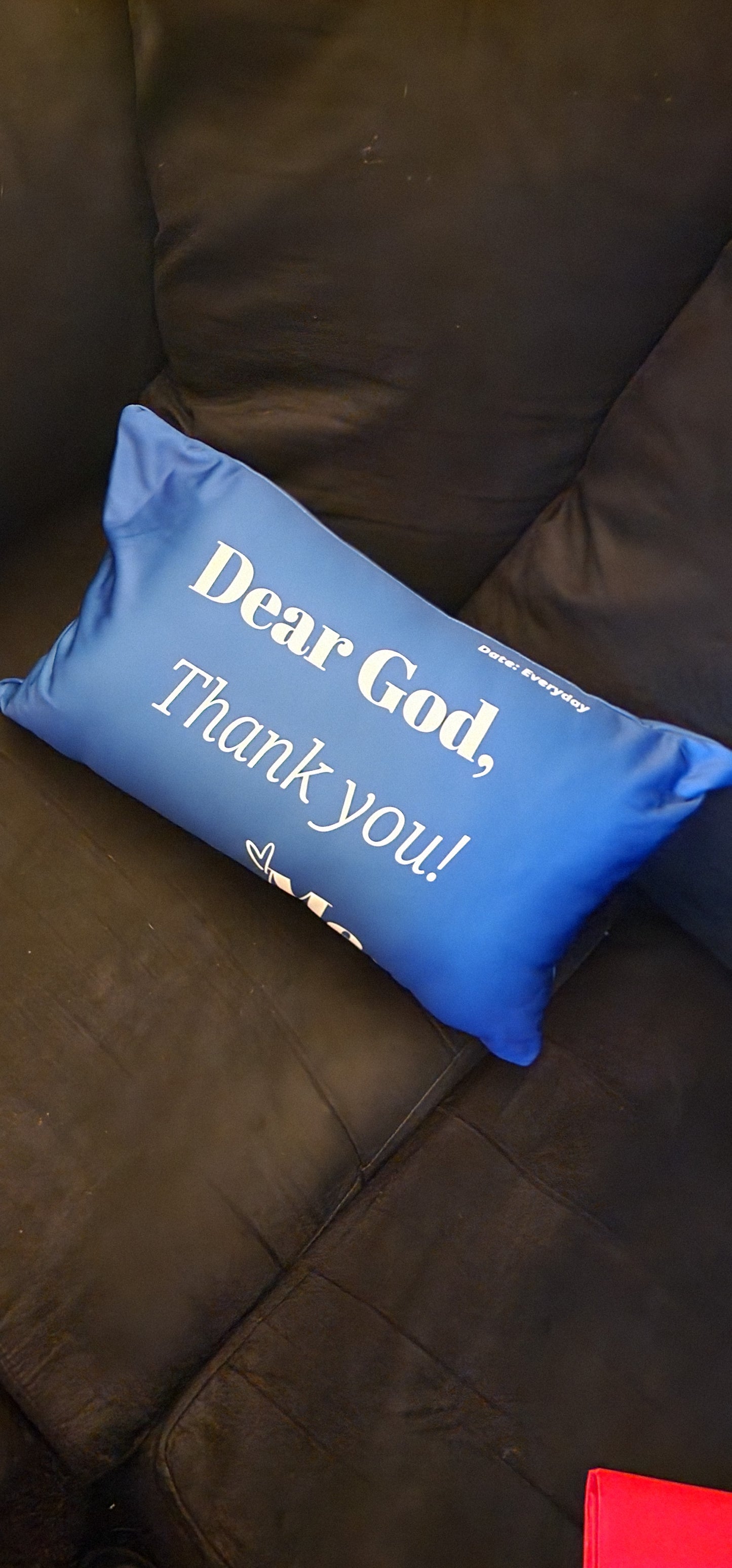Dear God Square Throw Pillow - Royal Blue/White