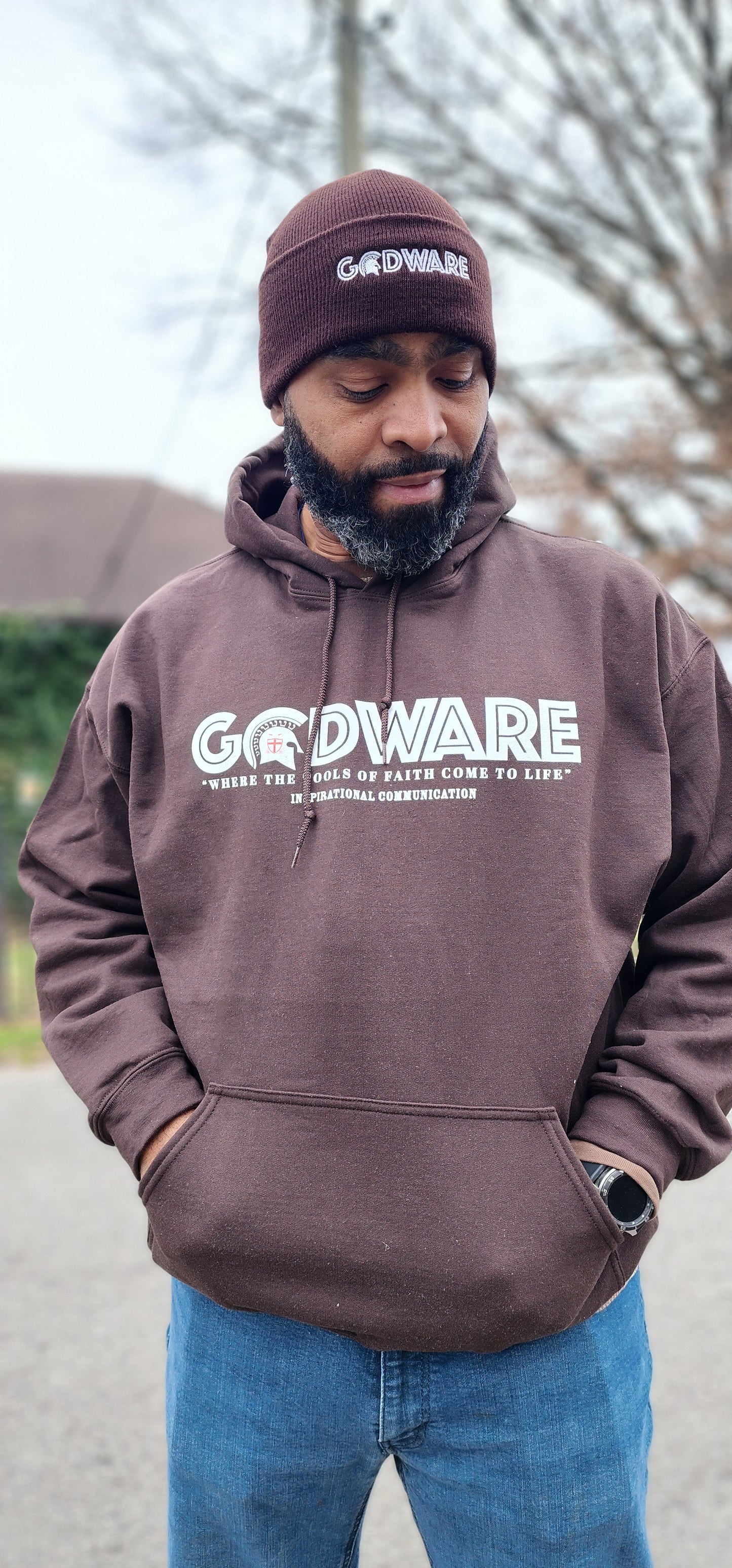 Godware Acrylic Logo Beanie - white print