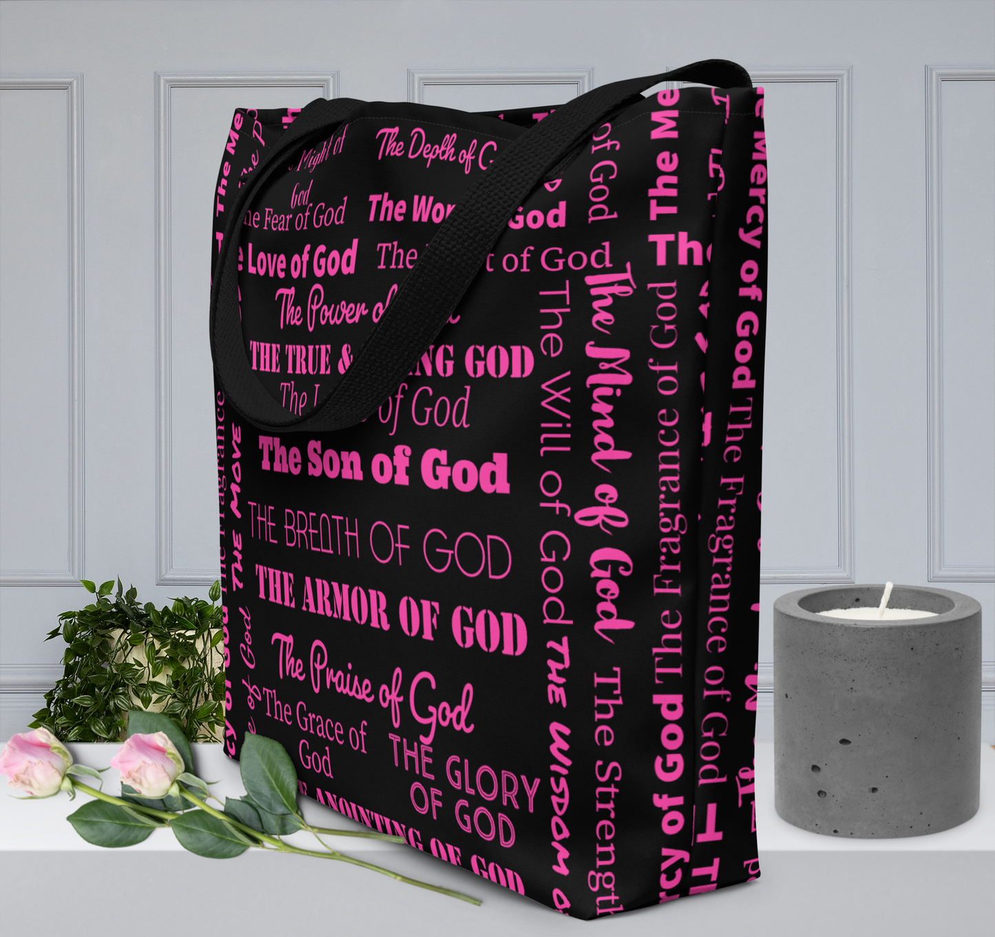 Attributes of God canvas wall decor - Black/Pink
