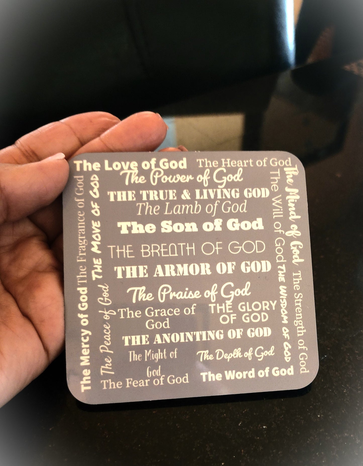 Attributes of God cork back coaster - Grey/White