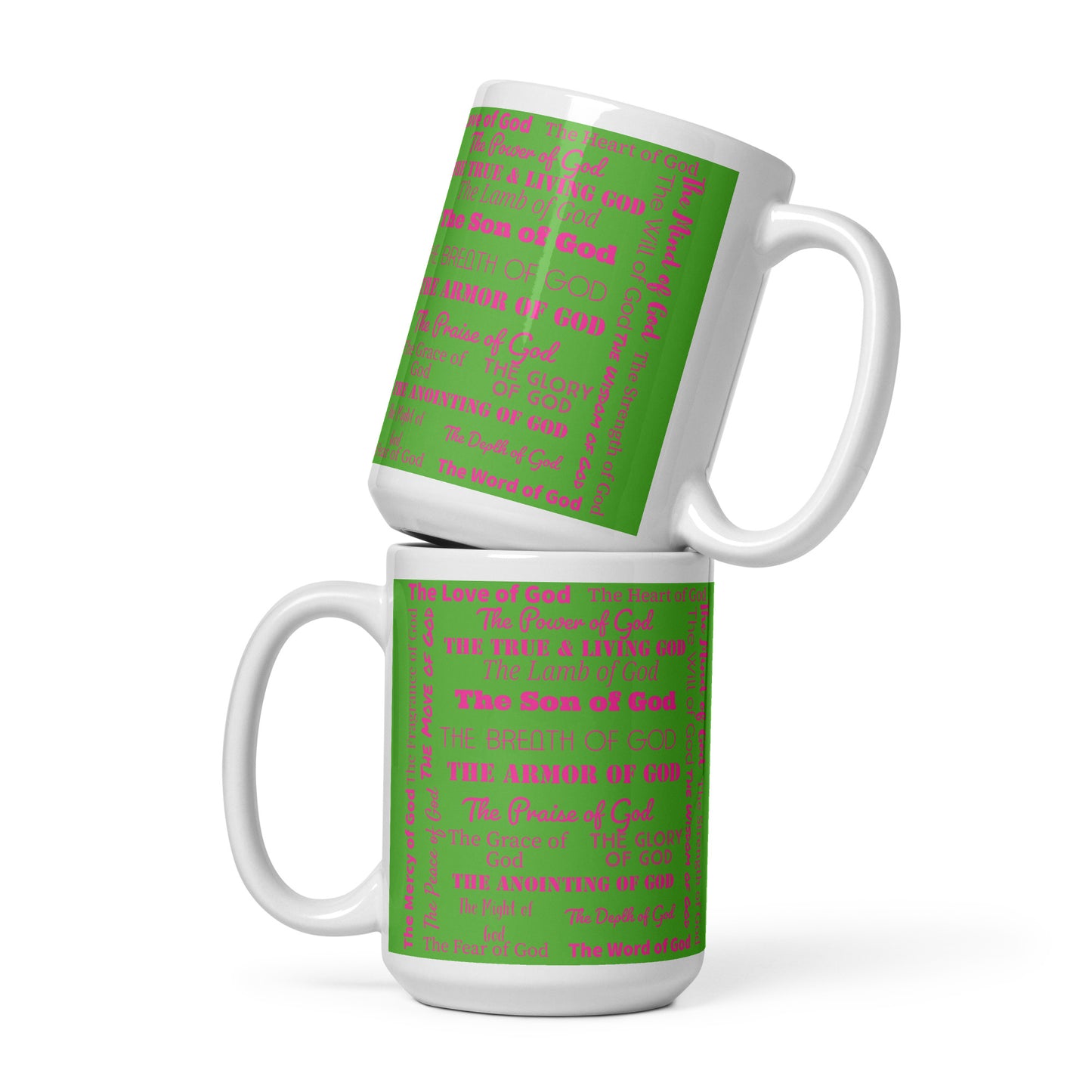 Attributes of God Ceramic Mug - Pink/Green