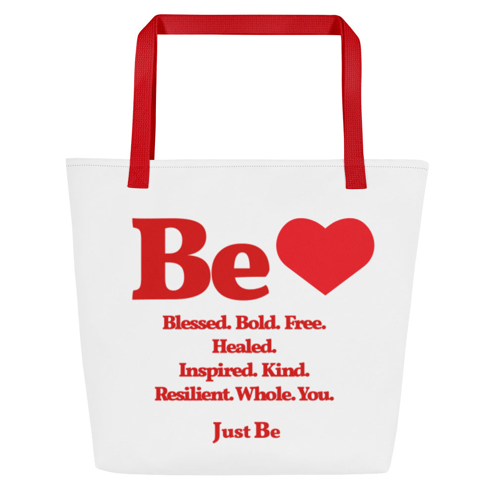 Be Inspired Large Tote Bag - White & Red