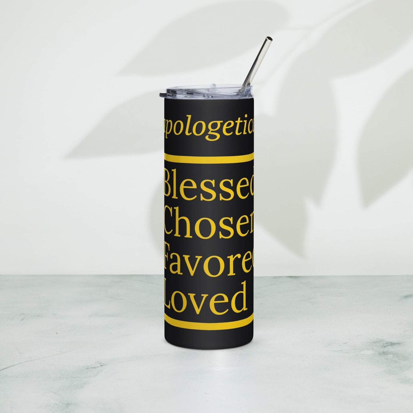 Unapologetic inspirational stainless steel tumbler - BlackYellow