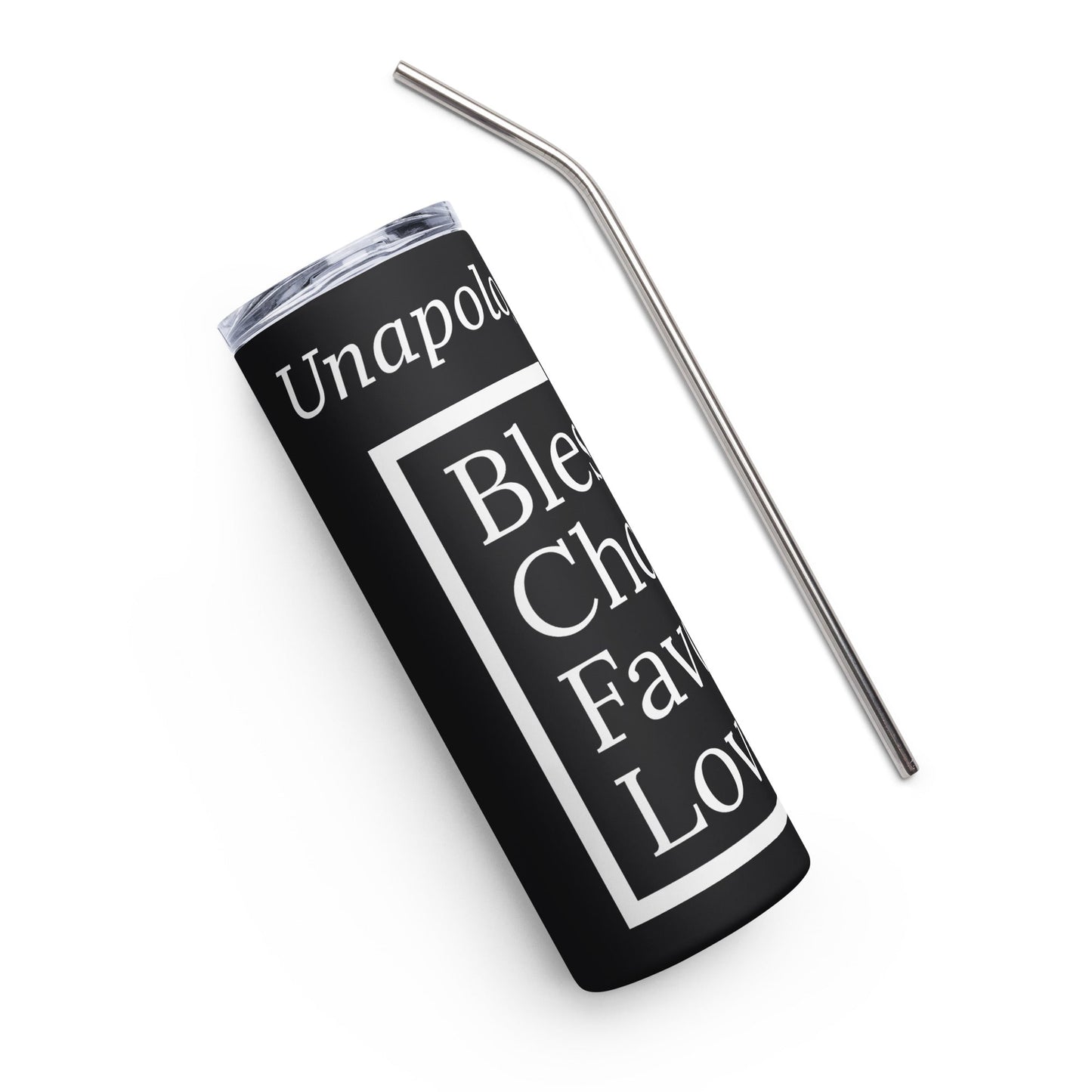 Unapologetic inspirational stainless steel tumbler - Blackwhite