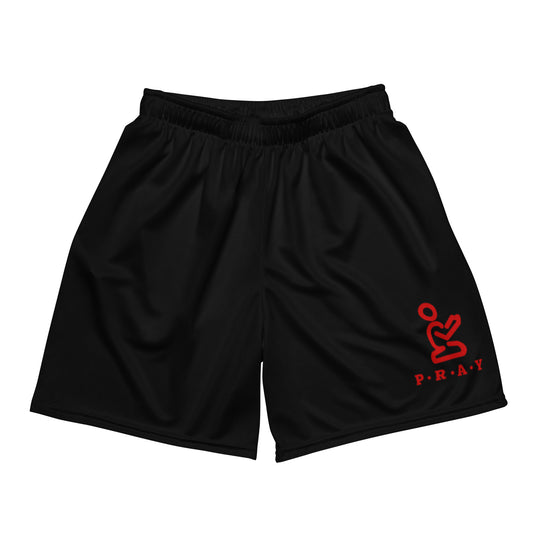 Pray Christian Unisex Mesh Basketball Shorts – Red Print