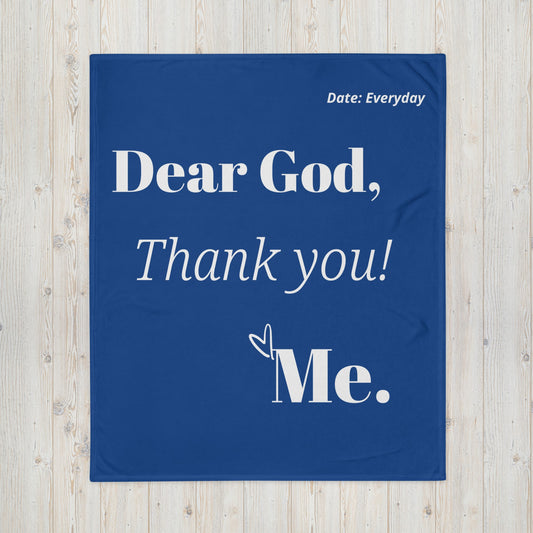 Dear God Velvety Soft Throw Blanket - Royal Blue/white