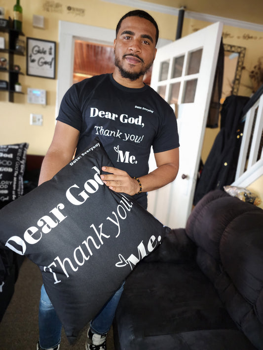 Dear God Square Throw Pillow - Black/White