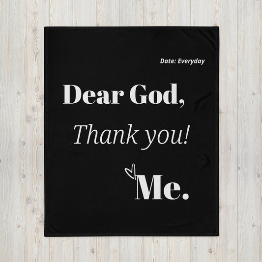 Dear God Velvety Soft Throw Blanket - Black/White