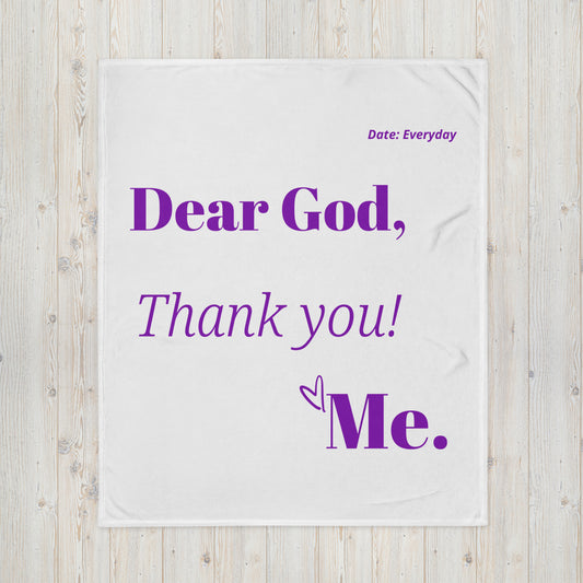 Dear God Velvety Soft Throw Blanket - White/Purple