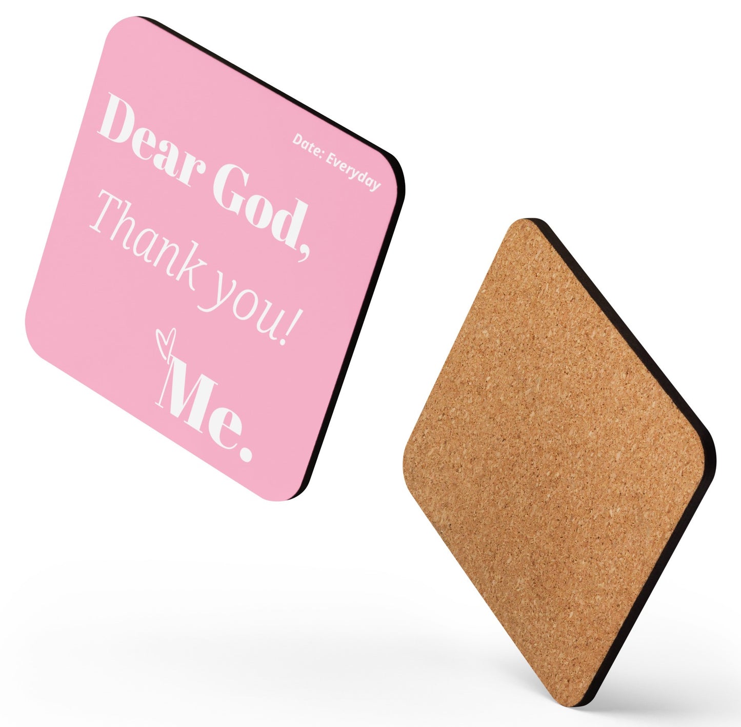Dear God cork back coaster - Pink/White