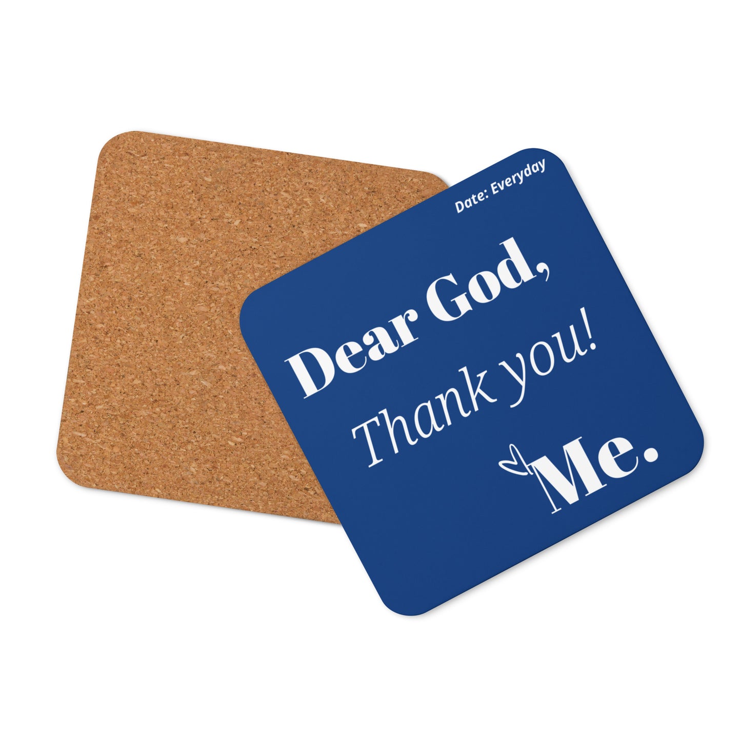 Dear God cork back coaster - Royal Blue