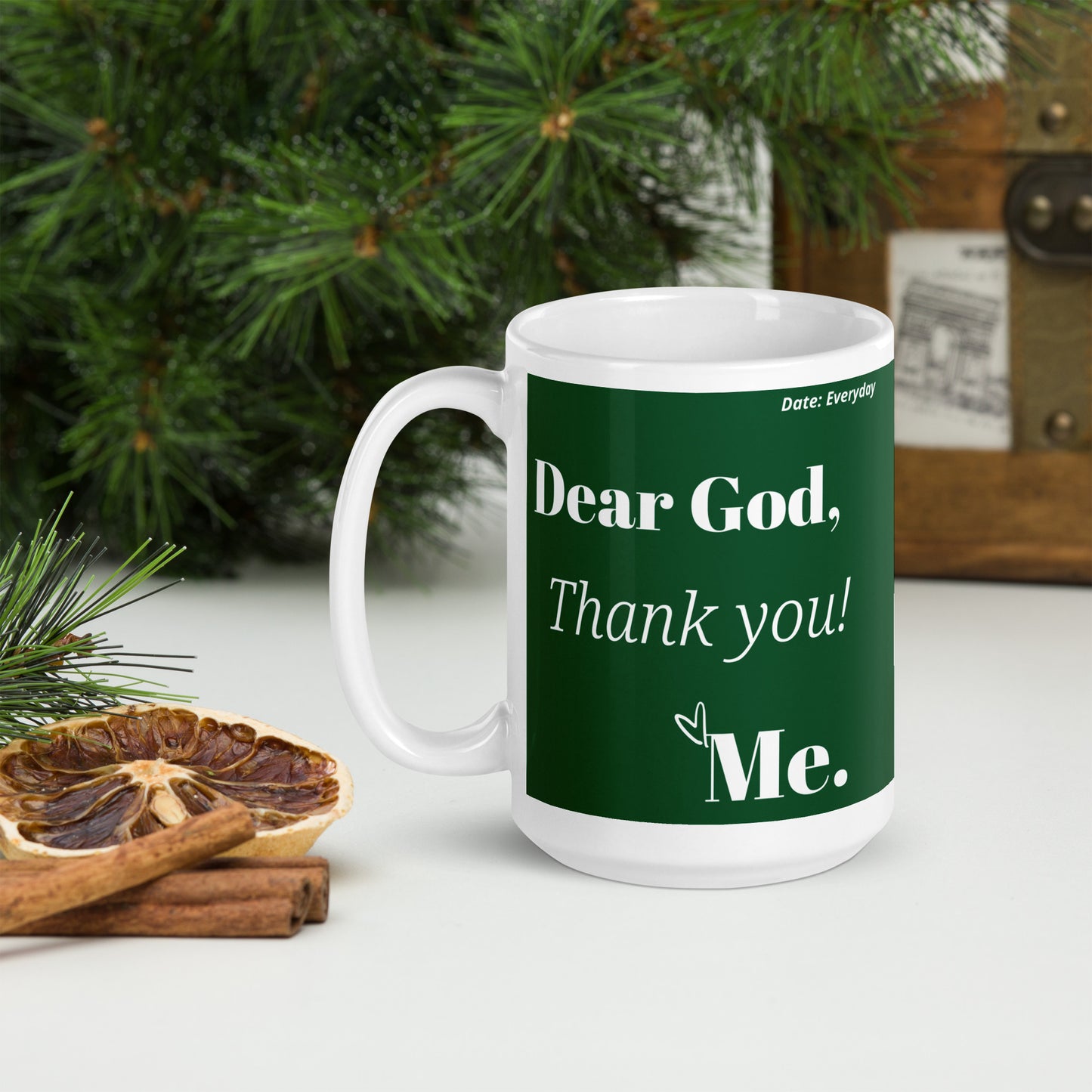 Dear God Inspirational mug - Green/White