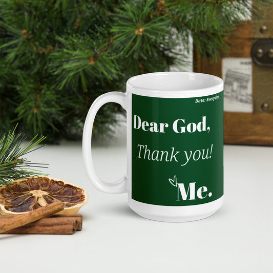 Mug - Dear God, Ceramic, Green/White