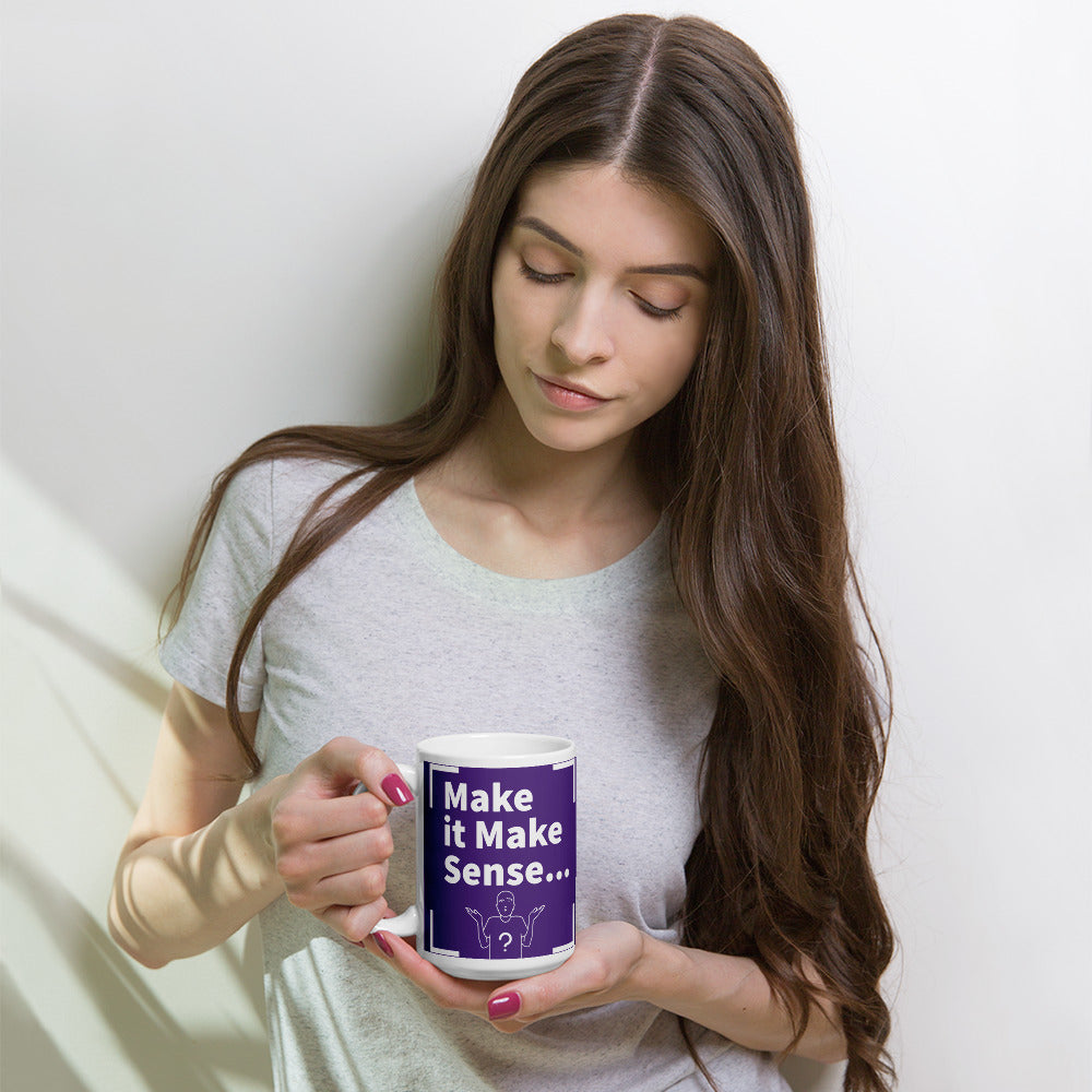 Make Sense Purple/White glossy mug