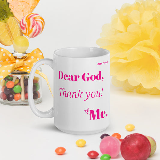 Mug - Dear God, Ceramic, Pink/White