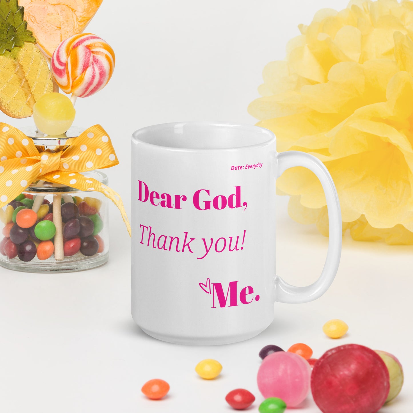 Dear God Inspirational mug - Pink/White