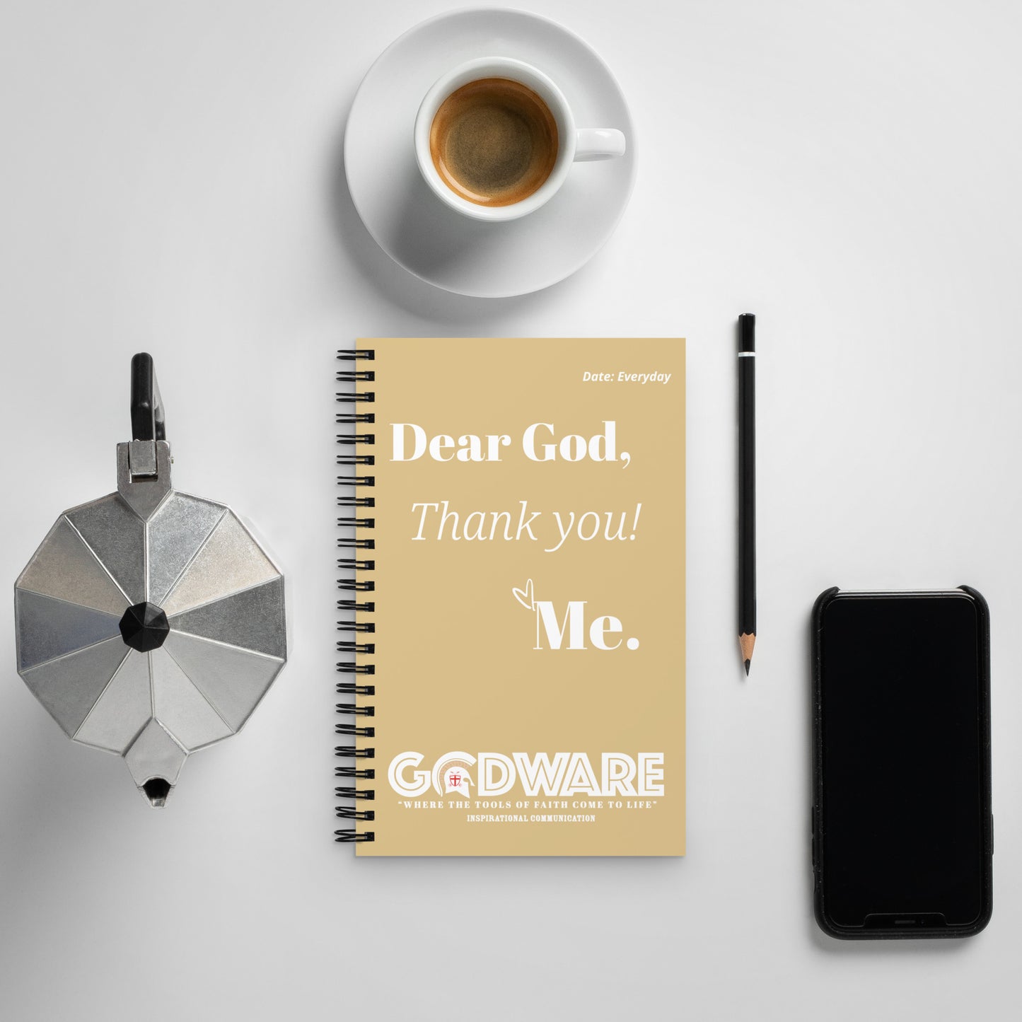 Dear God Earthtone Spiral Notebook | Christian Inspirational Journal 140 Pages