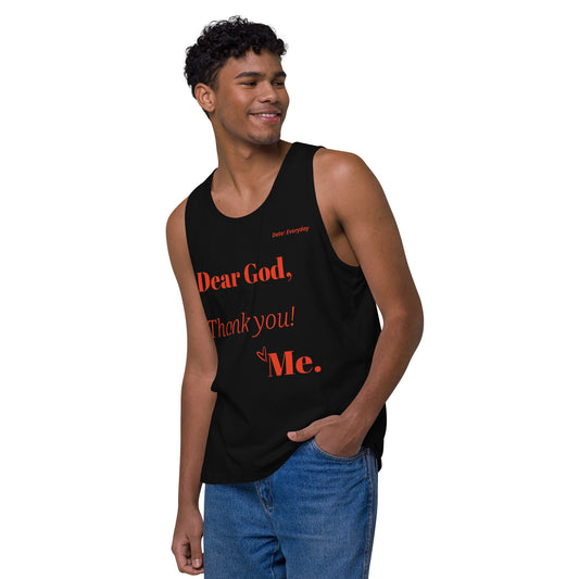 Dear God Men’s premium cotton tank top - Red Print