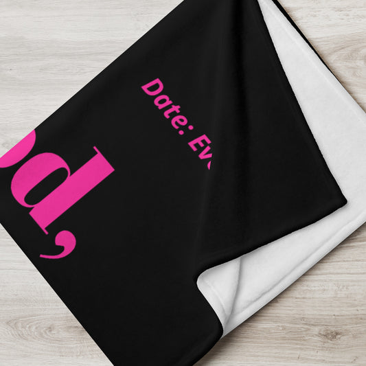 Dear God Velvety Soft Throw Blanket - Black/Hot Pink