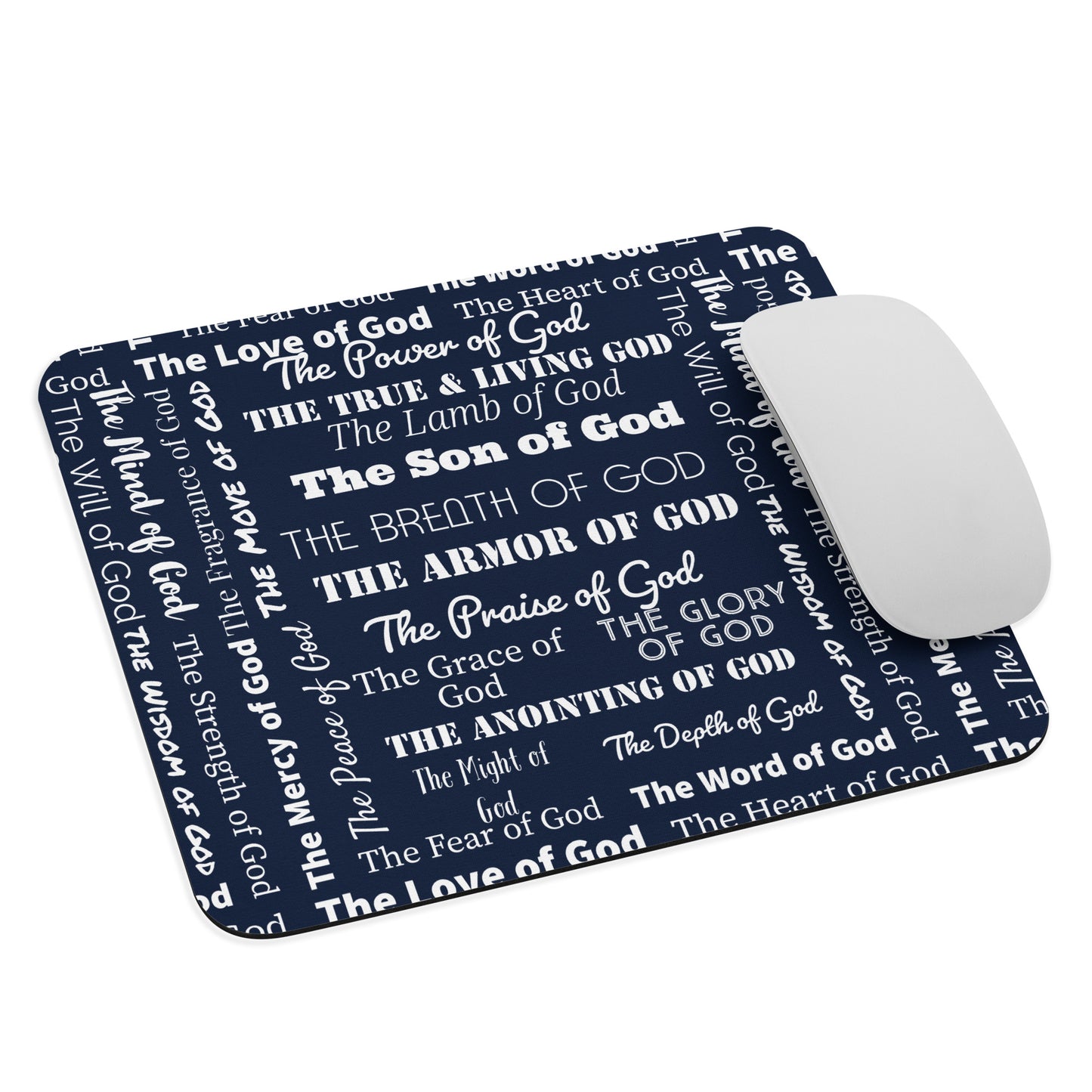 Attributes of God Fluffy Throw Pillow - Navy