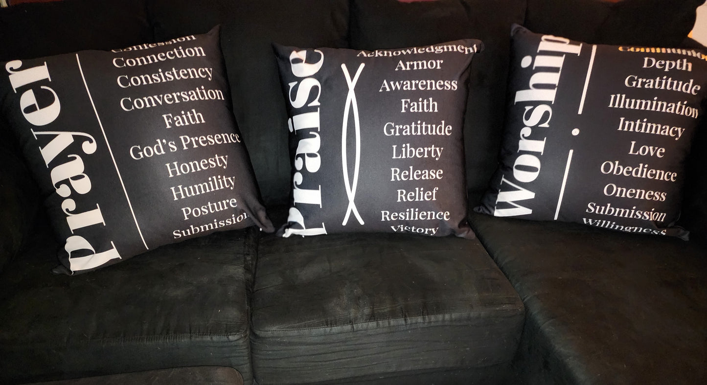 Prayer inspirational square throw pillow - Black/White