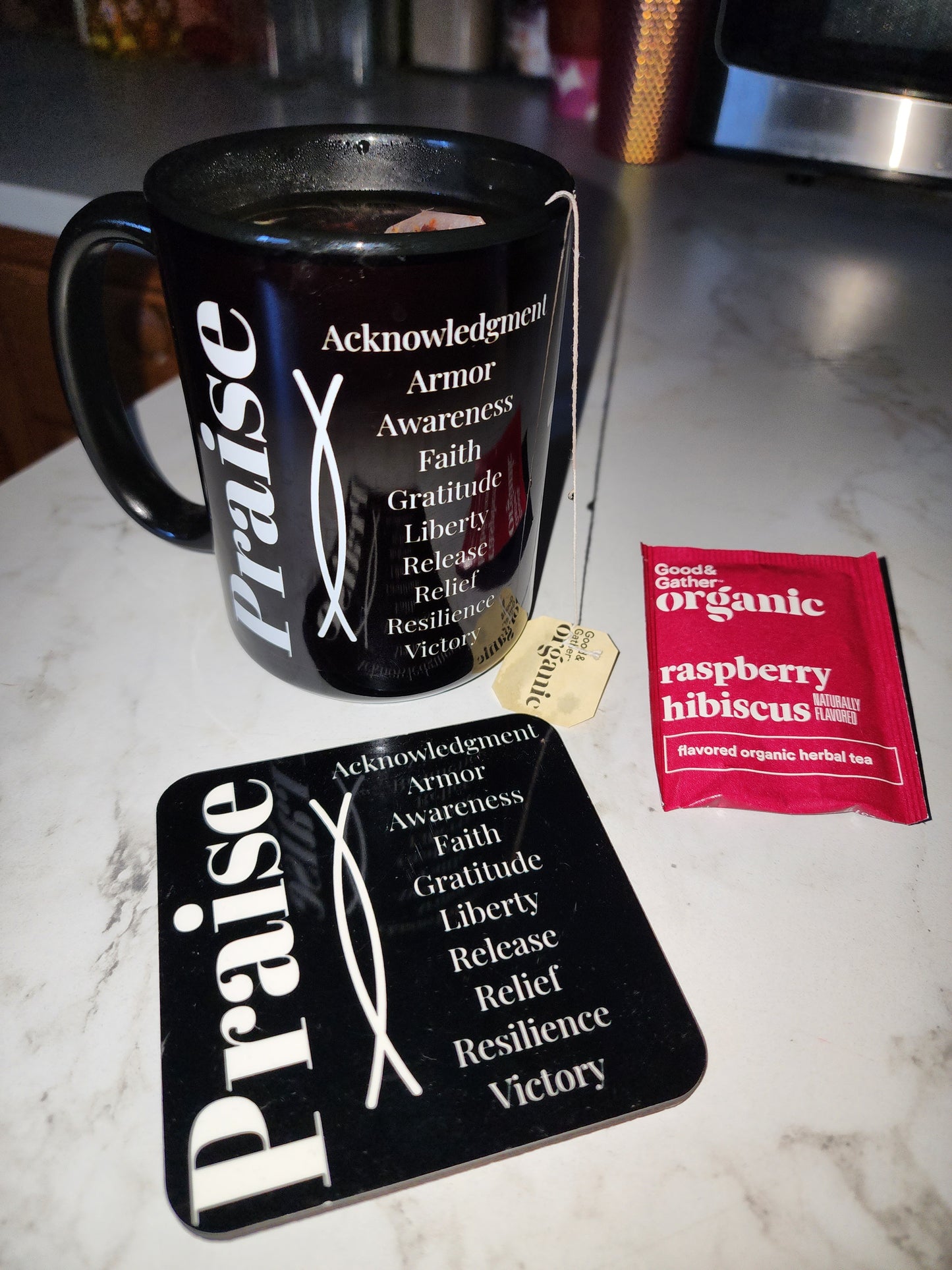Praise cork back coaster - Black