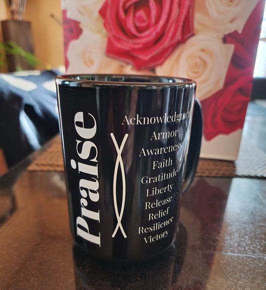 Praise ceramic glossy mug - black