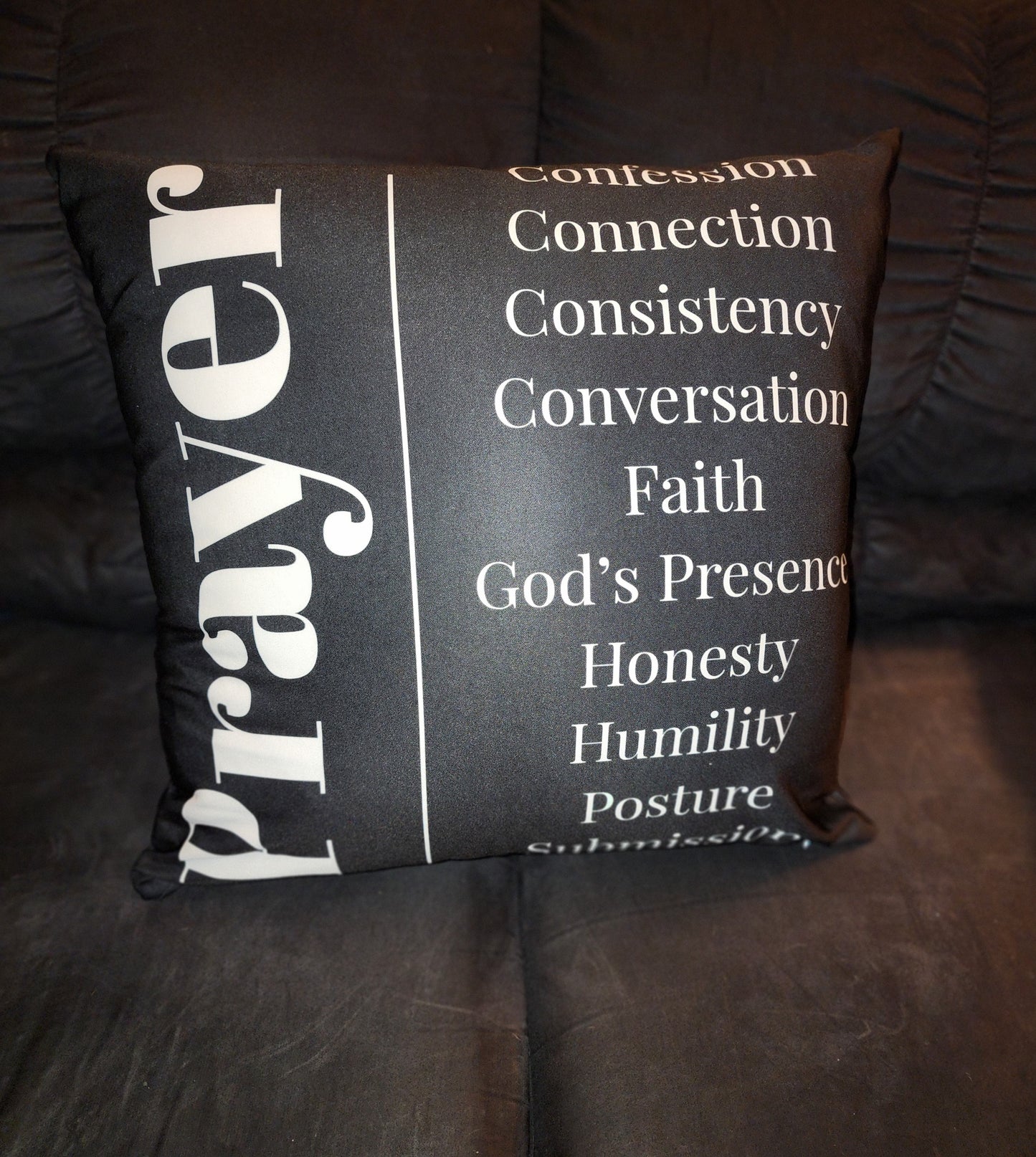Prayer inspirational square throw pillow - Black/White