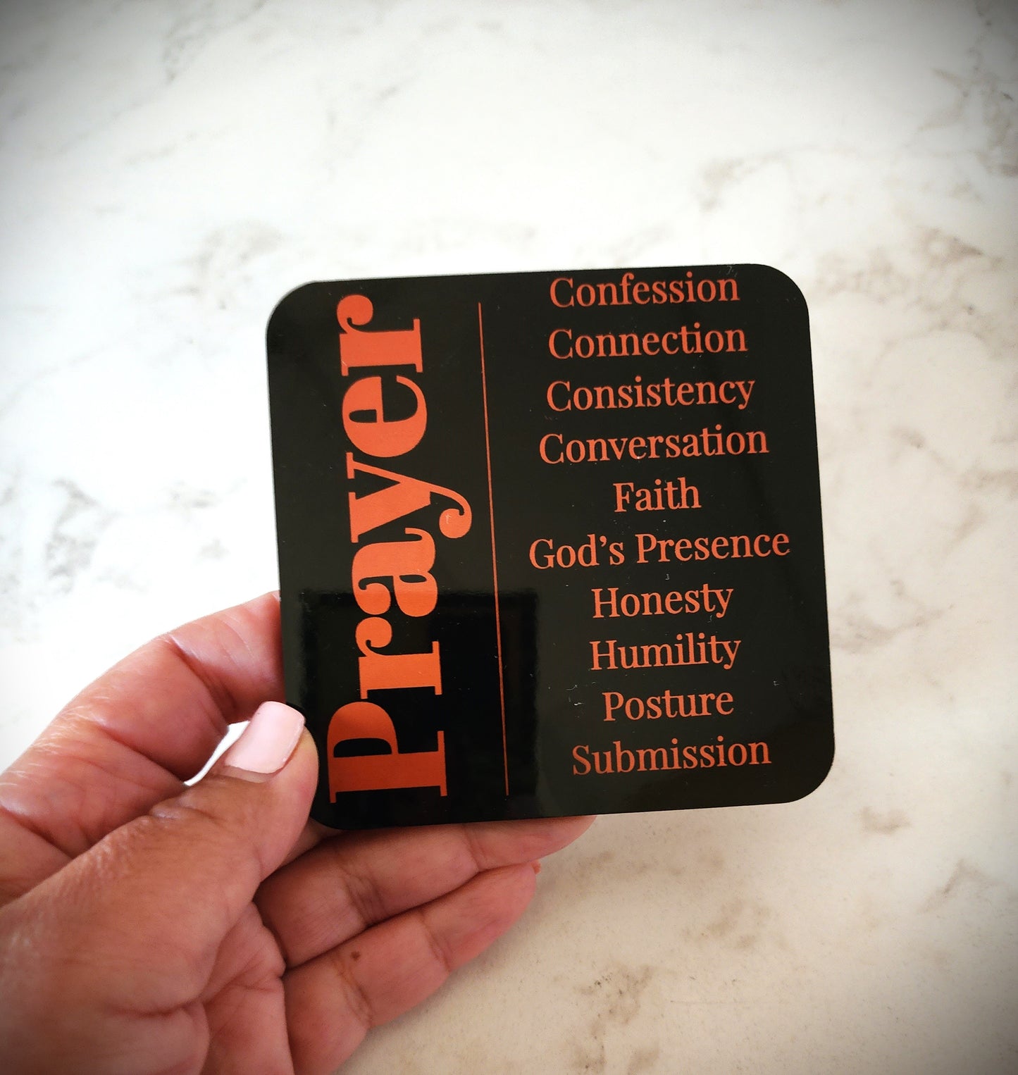 Prayer cork back coaster - Hot pink/White