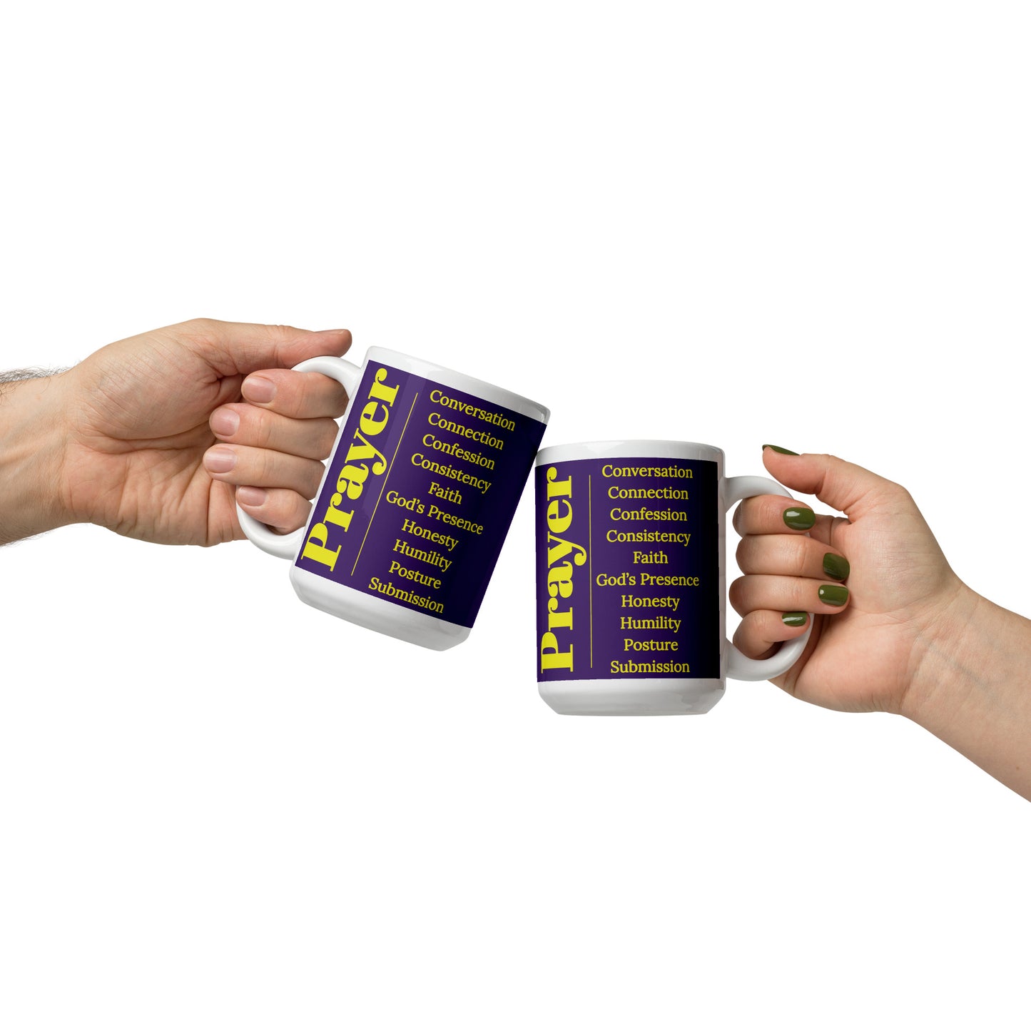 Prayer glossy ceramic mug - Purple/Gold/White