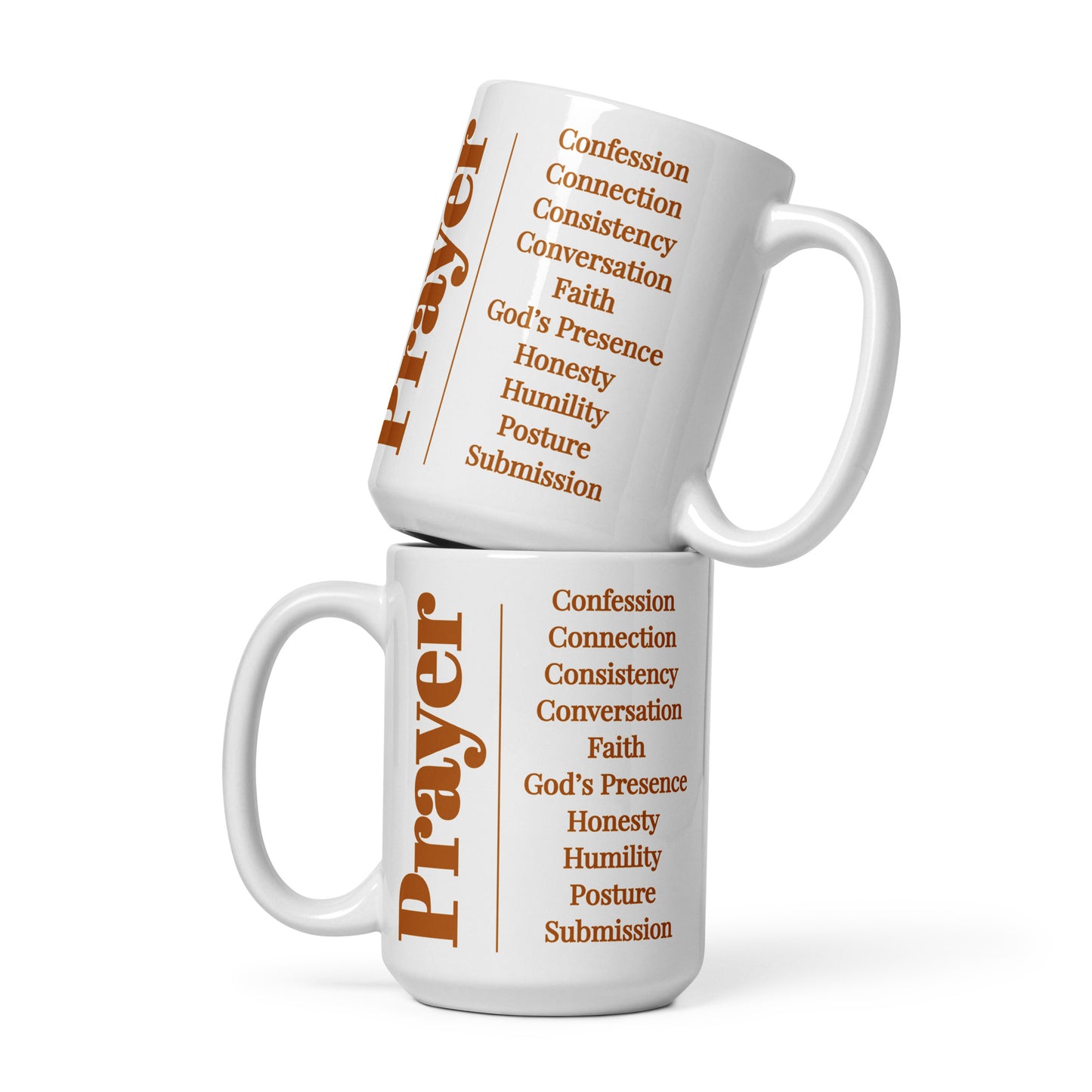 Prayer glossy ceramic mug - Earthtone/White