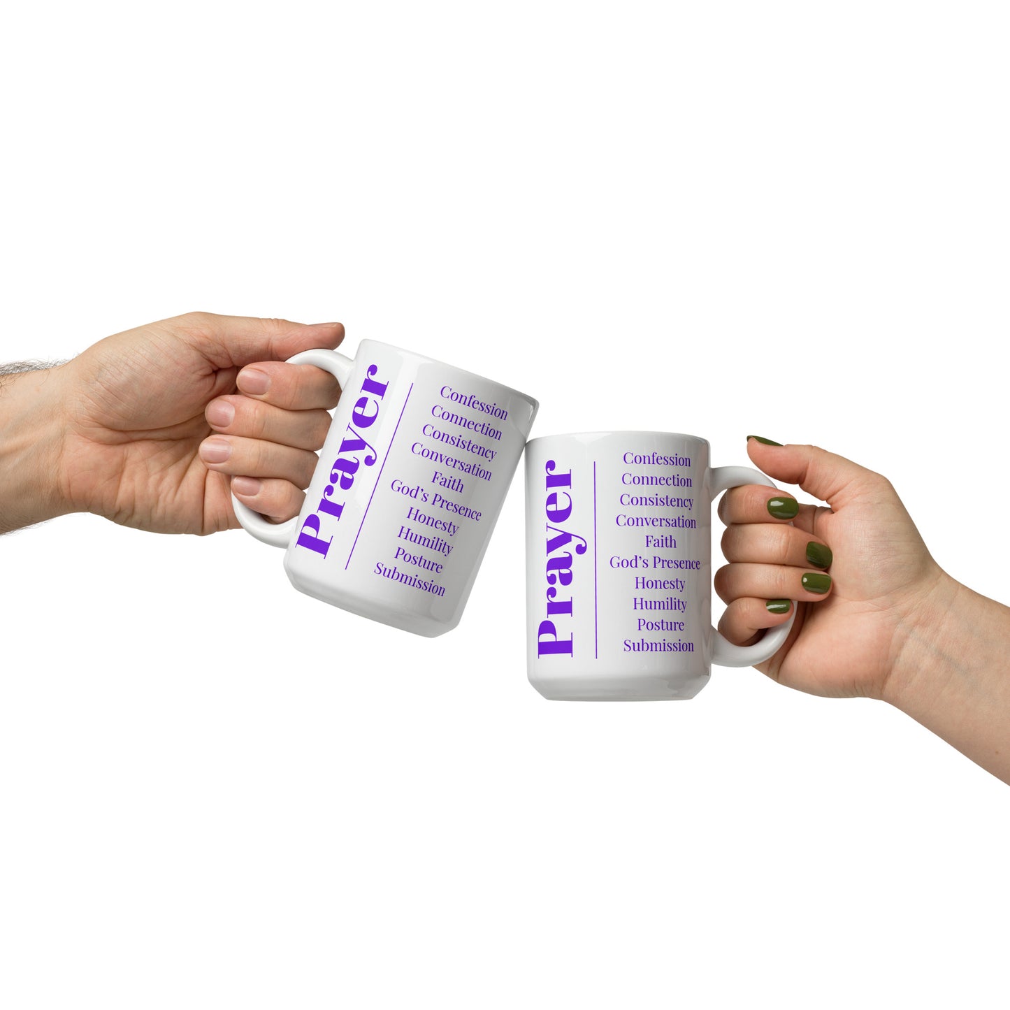 Prayer glossy ceramic mug- Purple/White