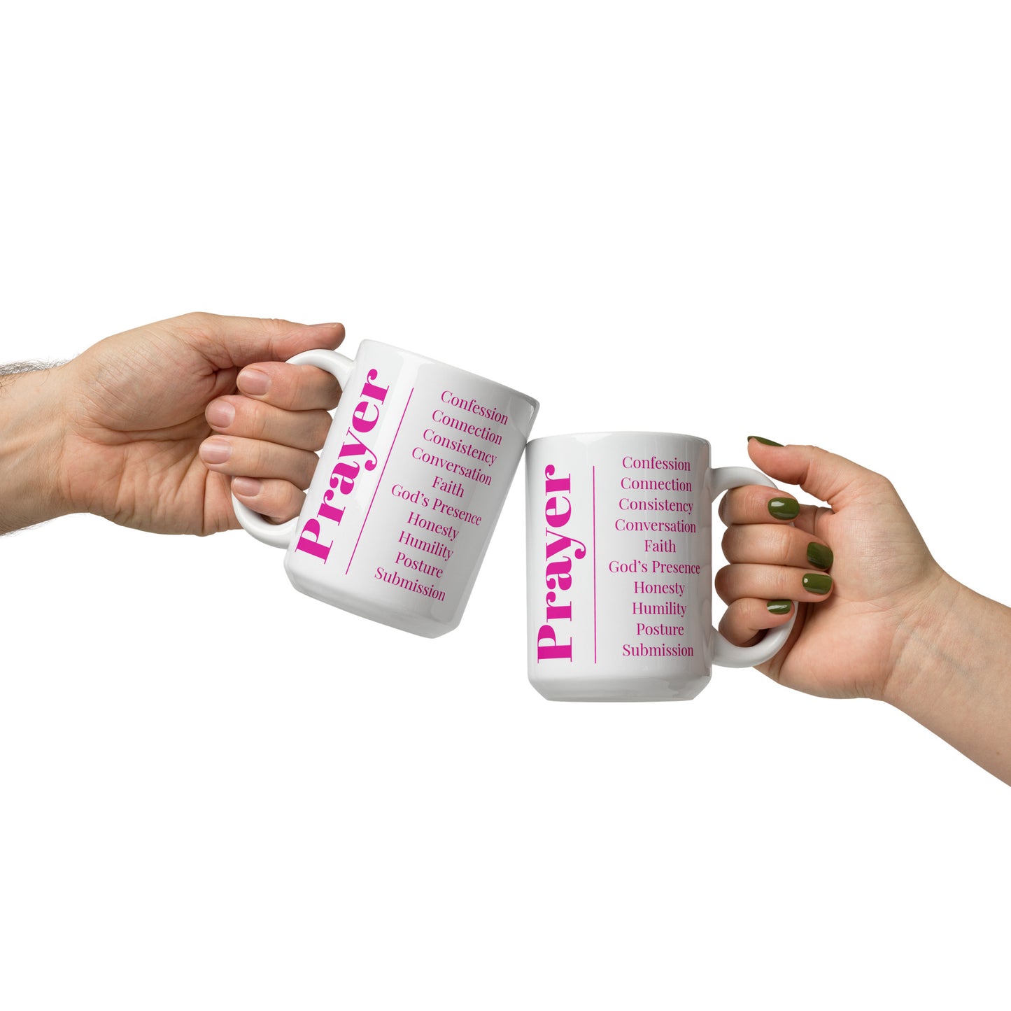 Prayer glossy ceramic mug - Berry Pink/White