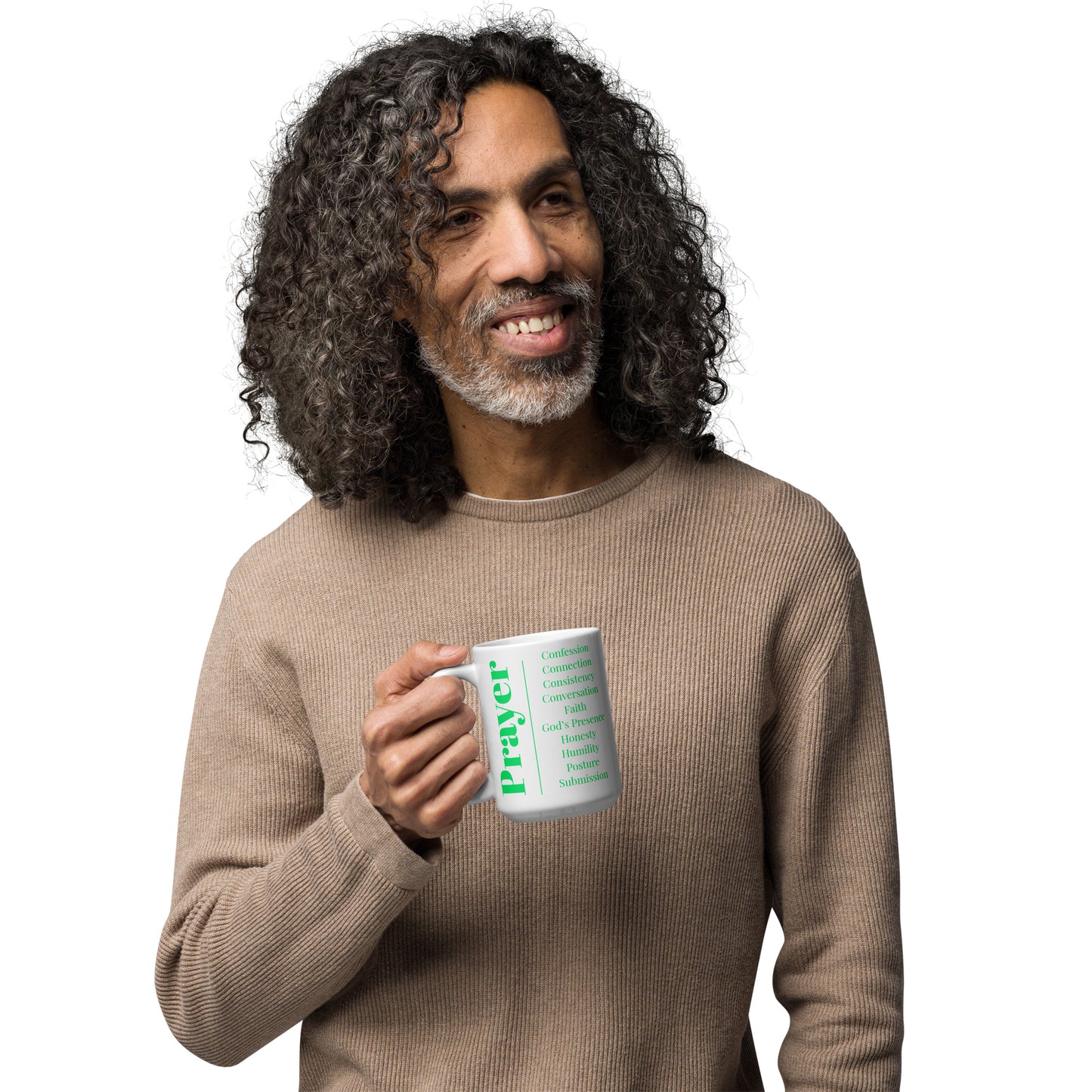 Prayer glossy ceramic mug - Green/White