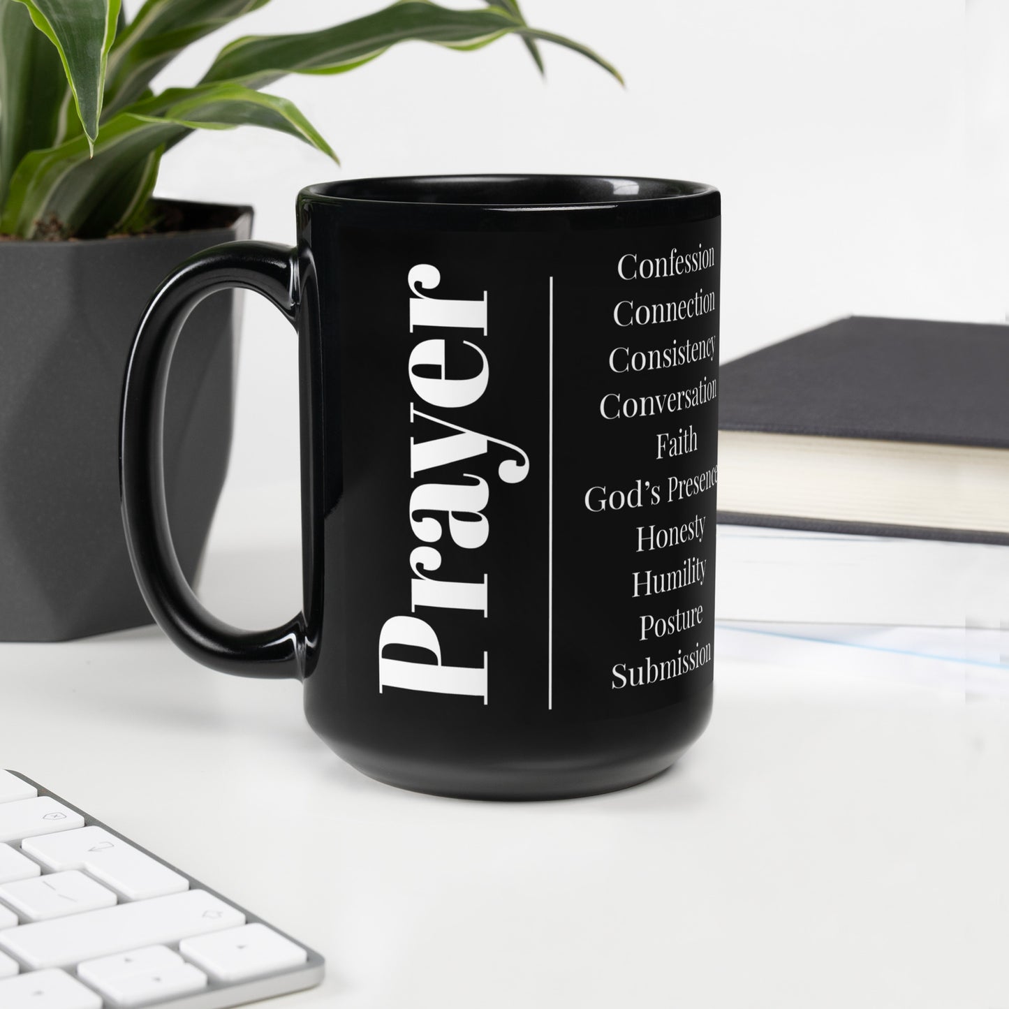 Prayer glossy ceramic mug - Black/White