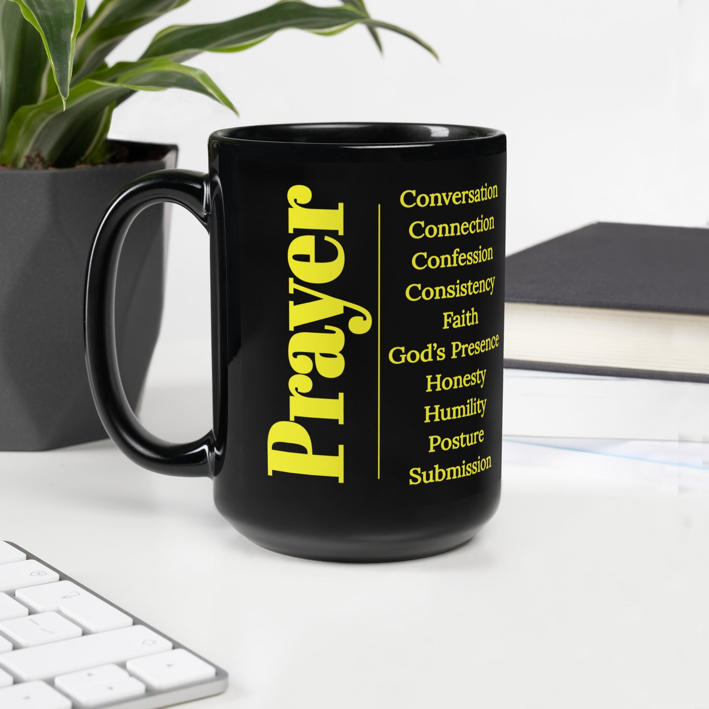 Prayer glossy ceramic mug - Gold/Black