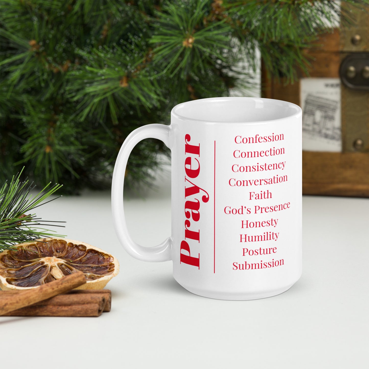 Prayer glossy ceramic mug - Red/White