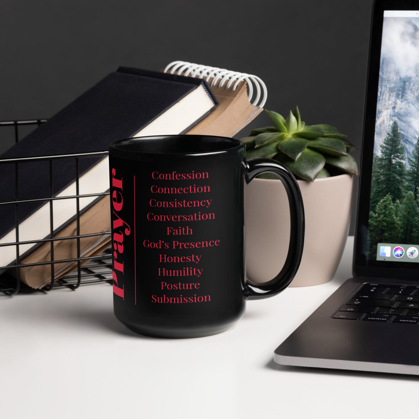 Prayer glossy ceramic mug - Red/Black