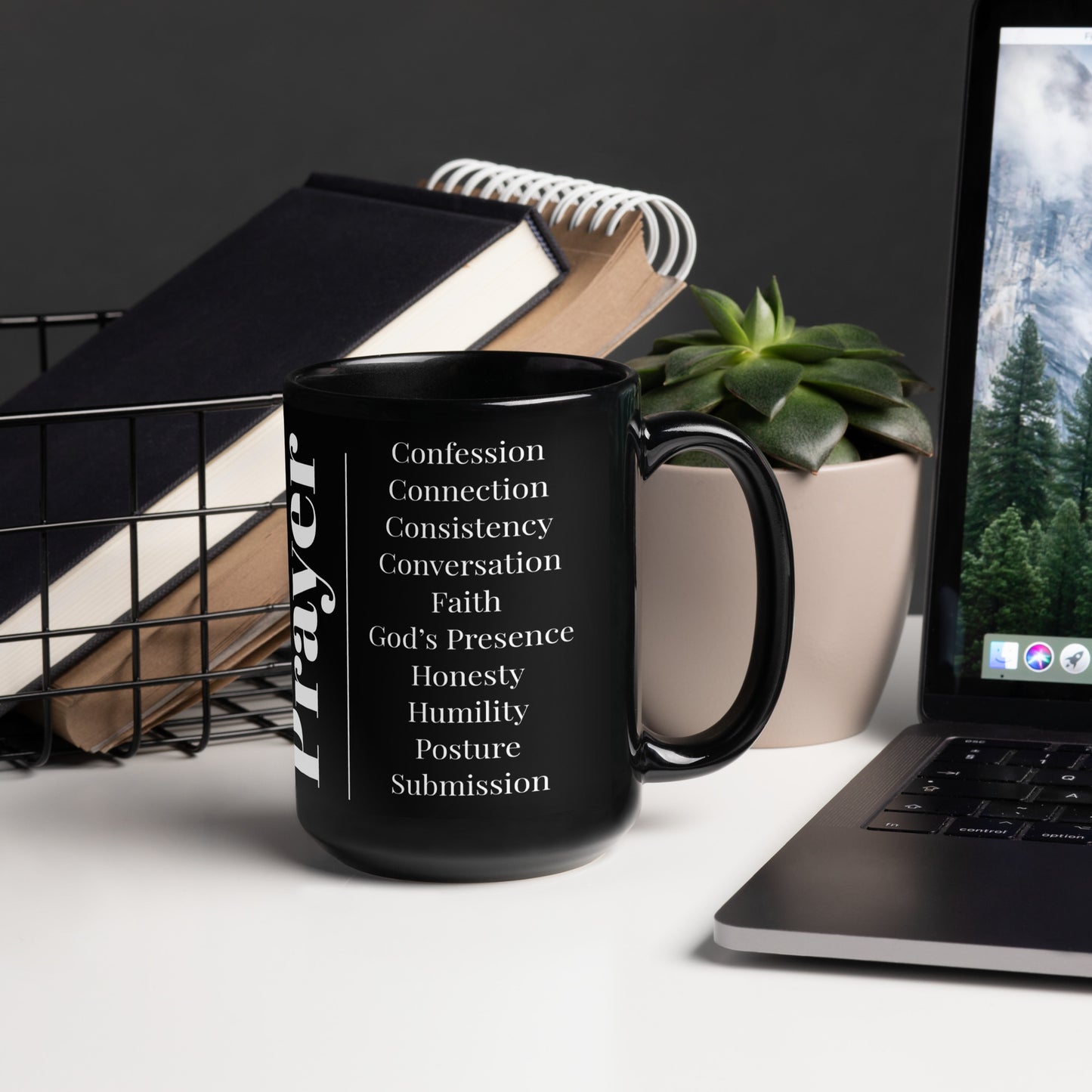 Prayer glossy ceramic mug - Black/White