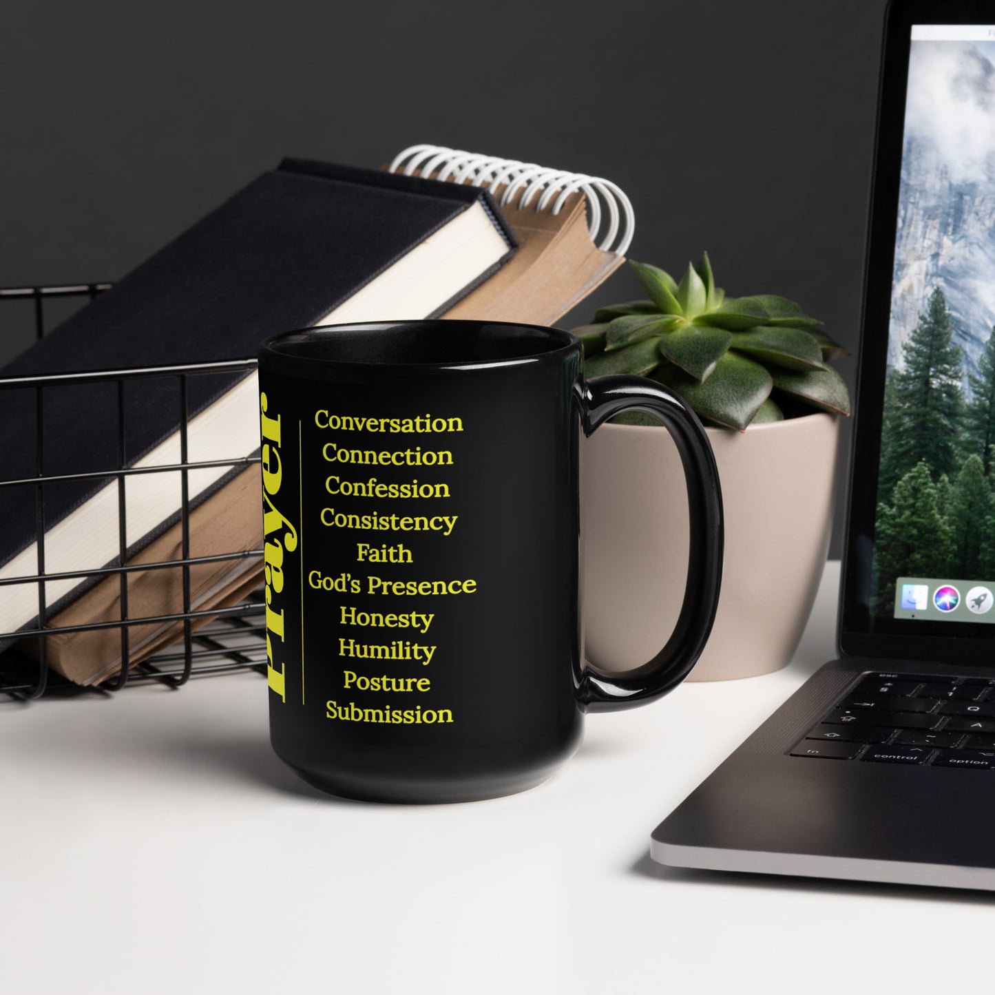 Prayer glossy ceramic mug - Gold/Black