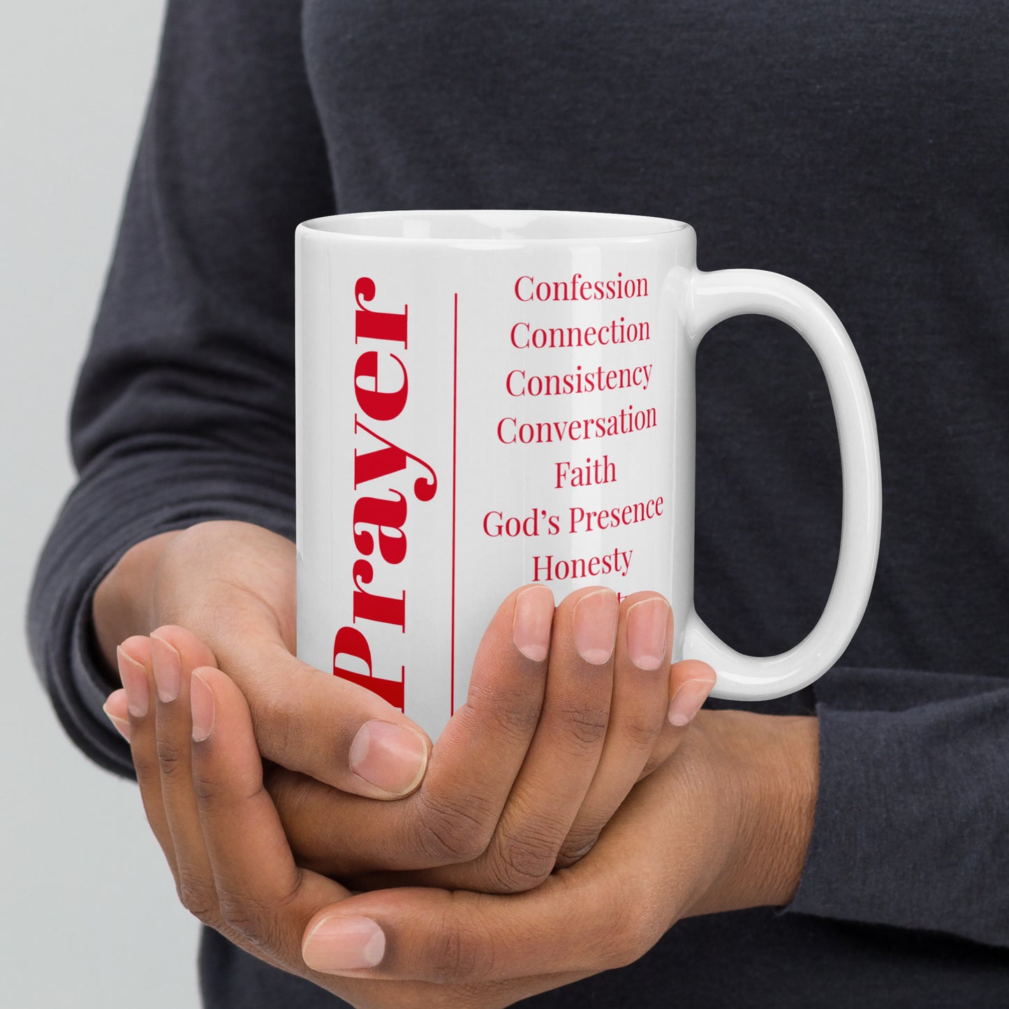 Prayer glossy ceramic mug - Red/White