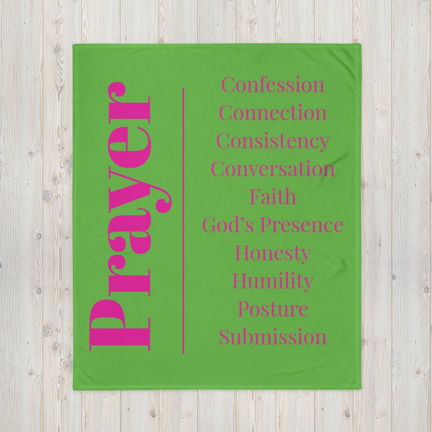 Prayer velvety soft throw blanket - Pink/Green