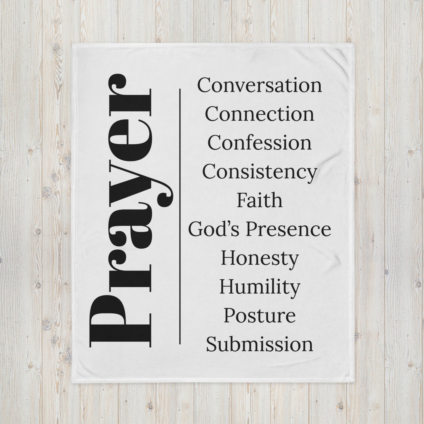 Prayer velvety soft throw blanket - White/Black