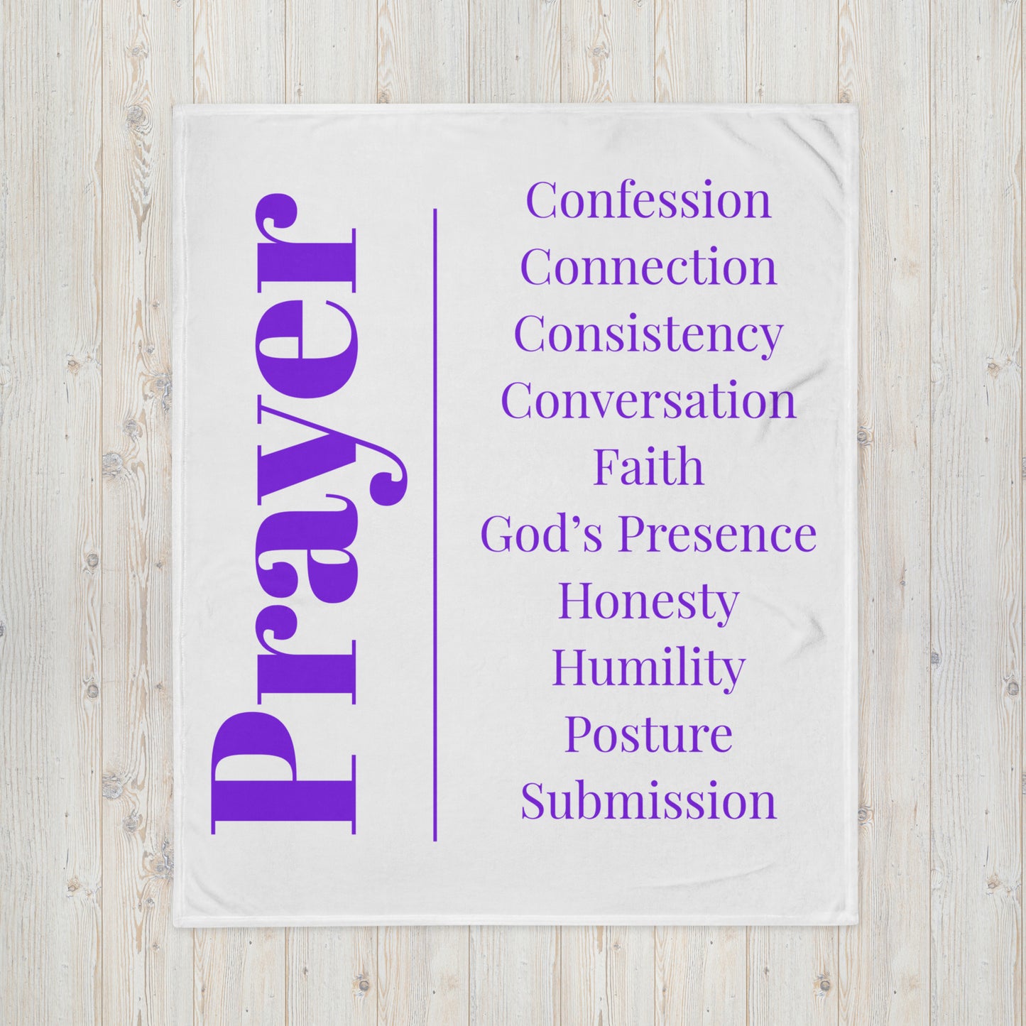 Prayer velvety soft throw blanket - White/Purple
