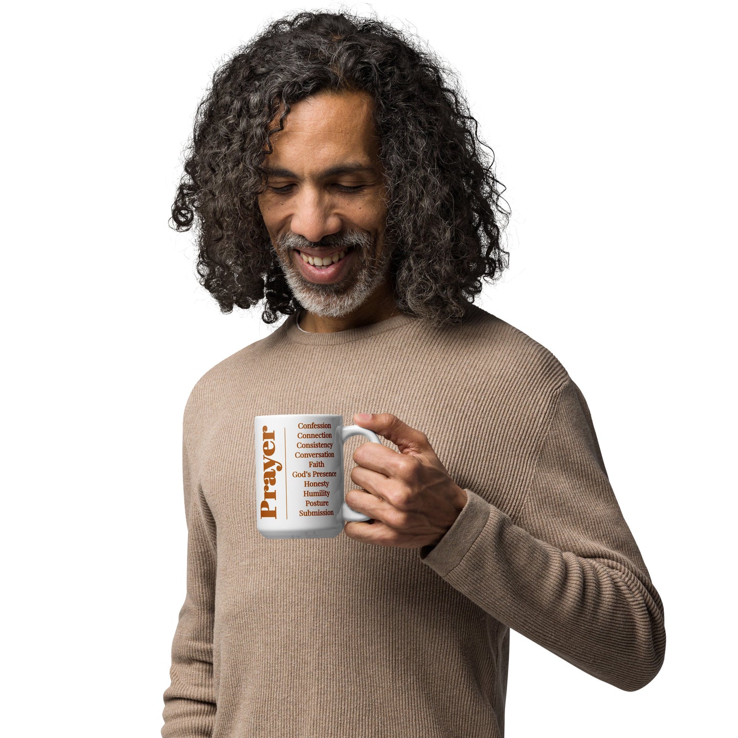 Prayer glossy ceramic mug - Earthtone/White