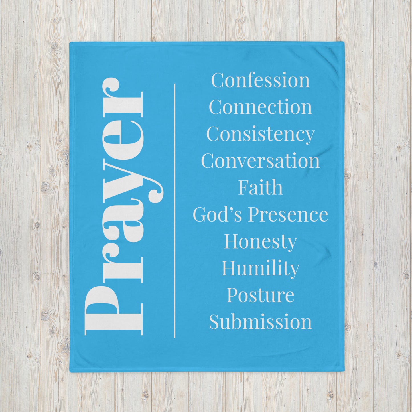 Prayer velvety soft throw blanket - Turquoise/White