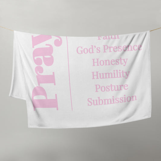 Prayer velvety soft throw blanket - White/Light Pink