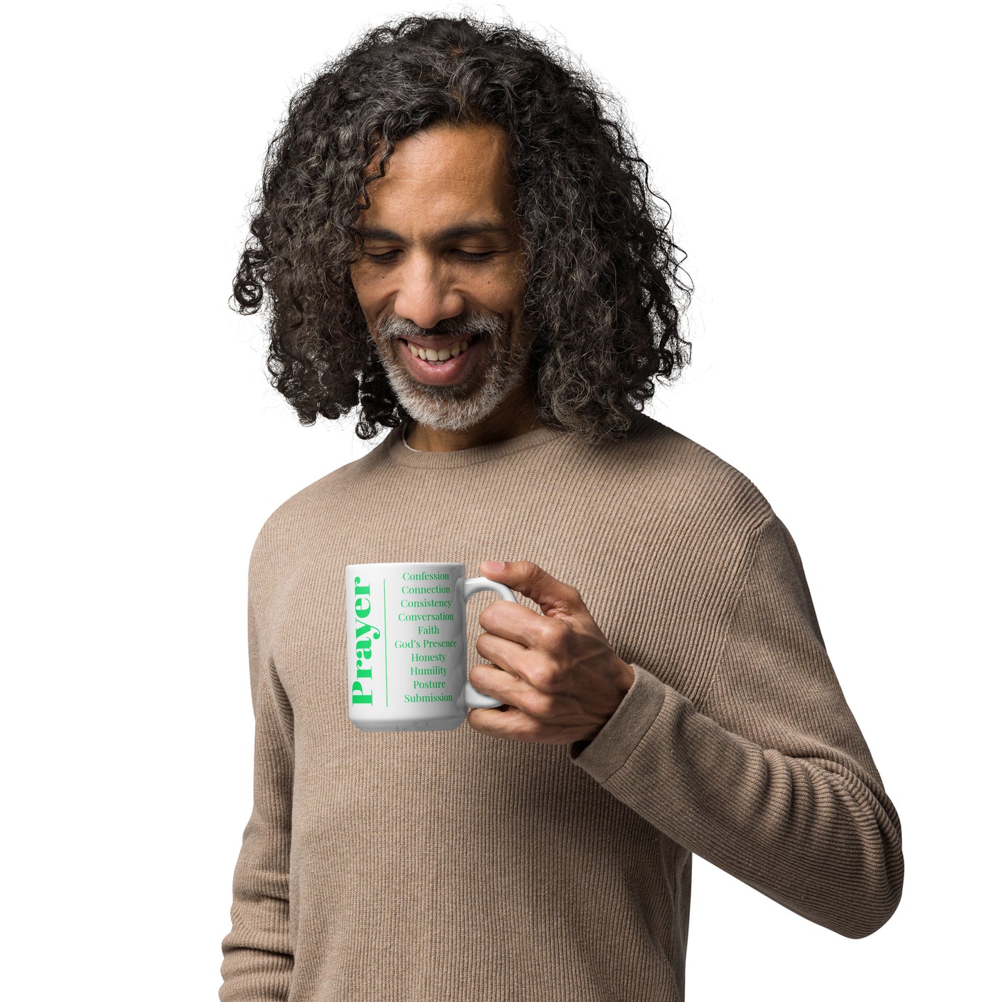 Prayer glossy ceramic mug - Green/White